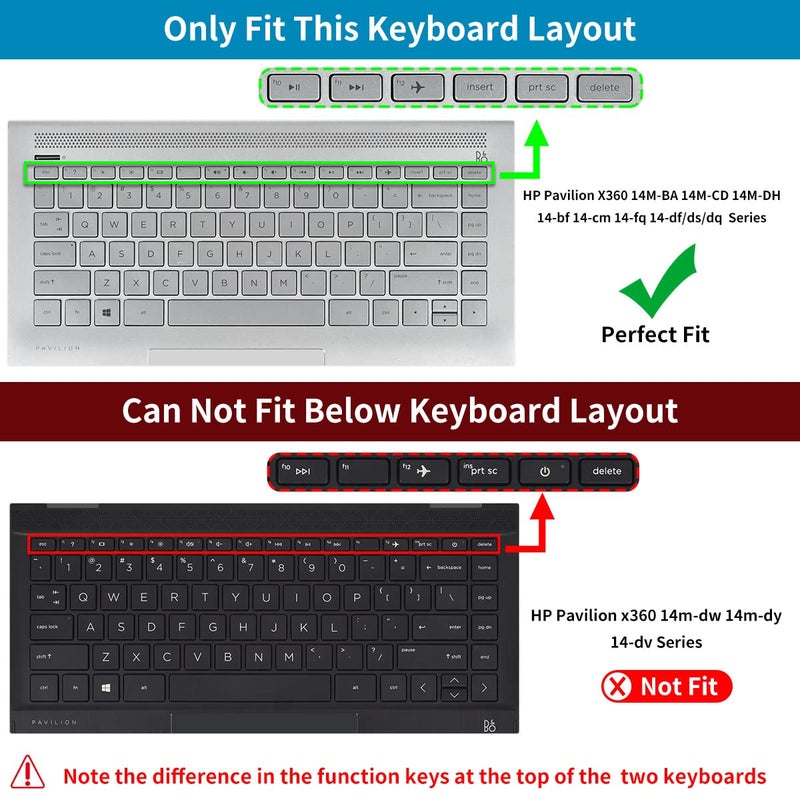 CaseBuy Keyboard Cover for HP 14 Laptop 14-dq0040nr/HP 14-dq/dh/dk 14-fq 14-cd/ce/cf 14-dq5009nr 14-dq6011dx 14-dq0760dx 14-dq0762dx 14-dq0703dx 14-dq0052dx dq5043cl dq0070nr dq0055dx - Image 2